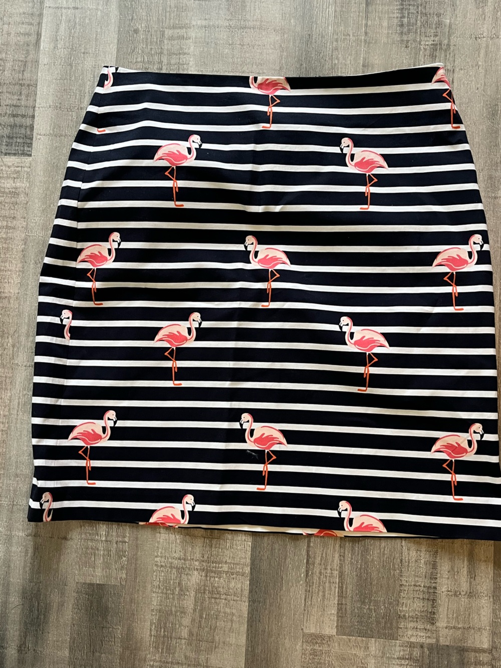 Striped Navy & Pink Flamingo Cotton Skirt